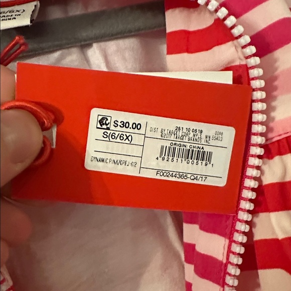 Hunter Kids Raincoat - Pink and Red Stripes - Picture 4 of 5